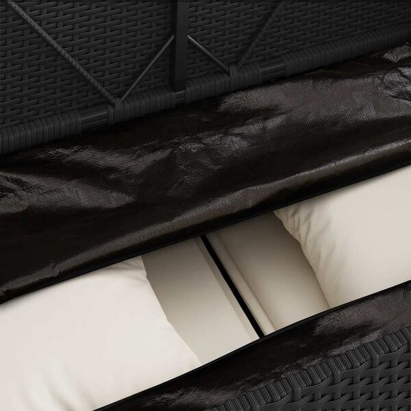 Fekete polyrattan kerti pad párnával