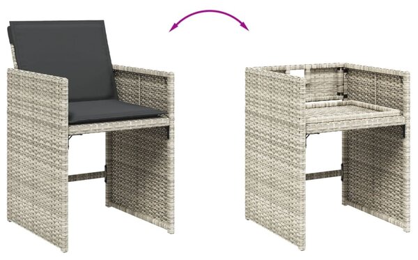 13 részes szürke polyrattan kerti étkezőgarnitúra párnákkal