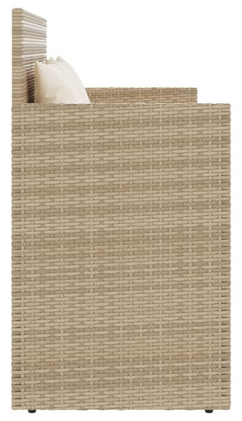 Bézs polyrattan kerti pad párnákkal