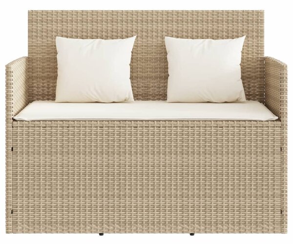 Bézs polyrattan kerti pad párnákkal