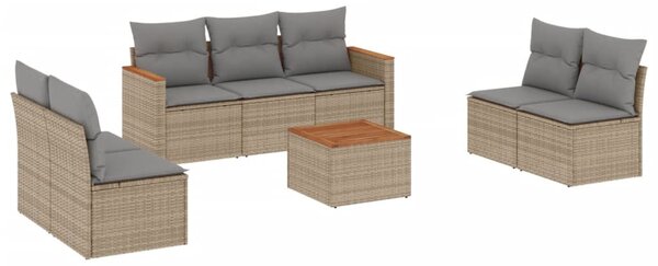 8 részes vegyes bézs polyrattan kerti ülőgarnitúra párnákkal