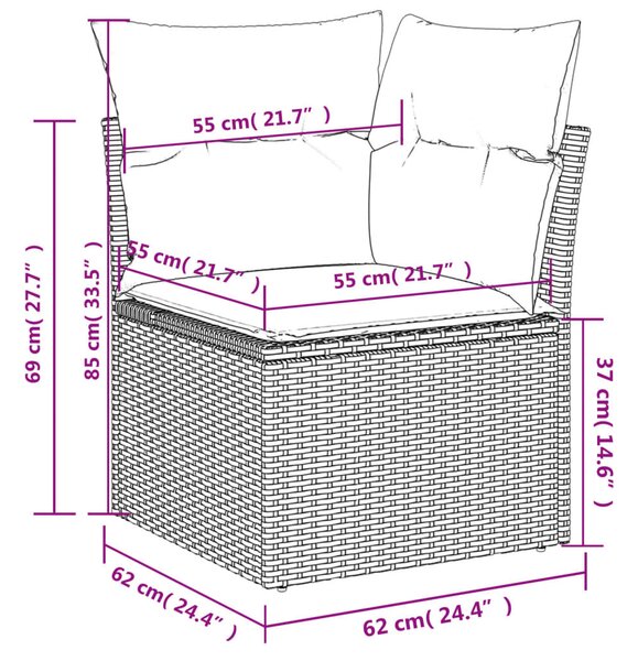 9 részes szürke polyrattan kerti ülőgarnitúra párnákkal