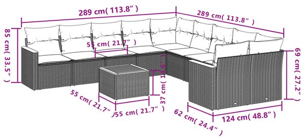 11részes vegyes bézs polyrattan kerti ülőgarnitúra párnákkal