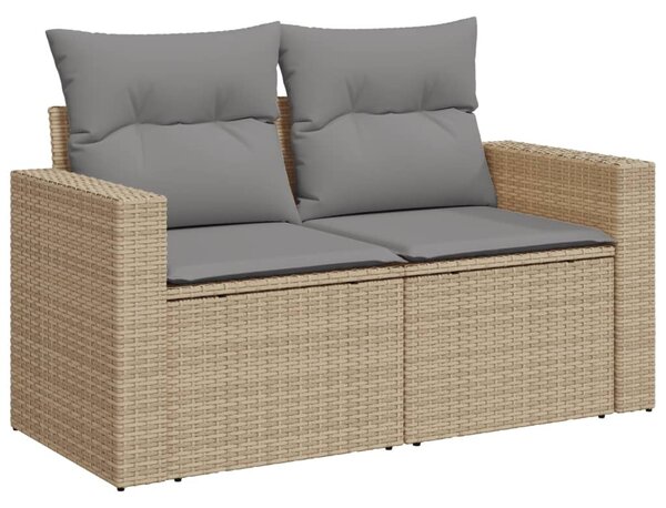 6 részes vegyes bézs polyrattan kerti ülőgarnitúra párnákkal