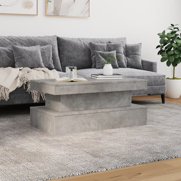 Betonszürke dohányzóasztal LED-lámpákkal 90x50x40 cm