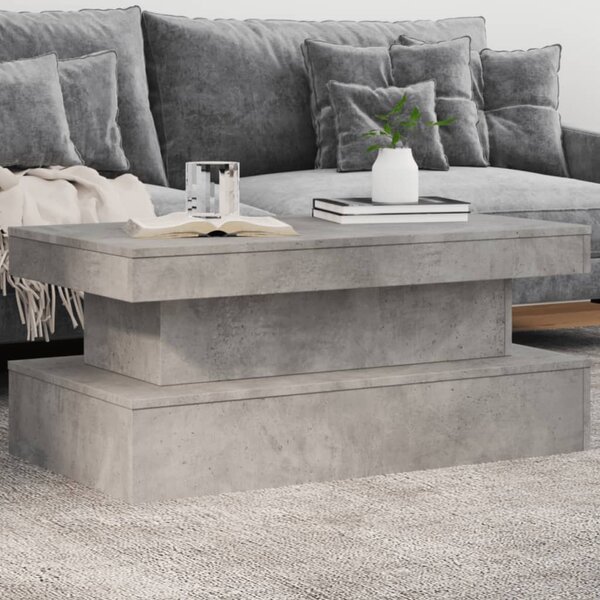Betonszürke dohányzóasztal LED-lámpákkal 90x50x40 cm