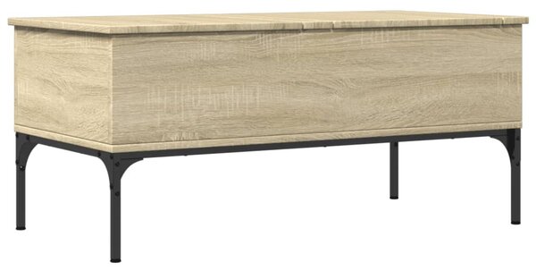 Sonoma tölgy szerelt fa és fém dohányzóasztal 100x50x45 cm