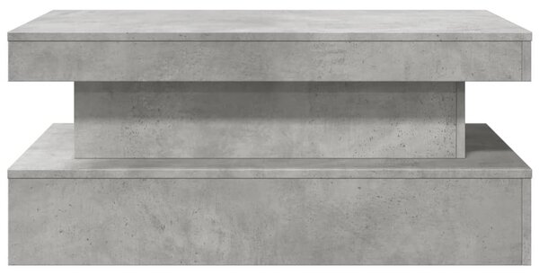 Betonszürke dohányzóasztal LED-lámpákkal 90x50x40 cm