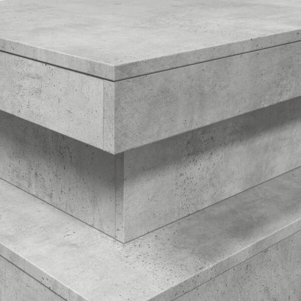 Betonszürke dohányzóasztal LED-lámpákkal 90x50x40 cm