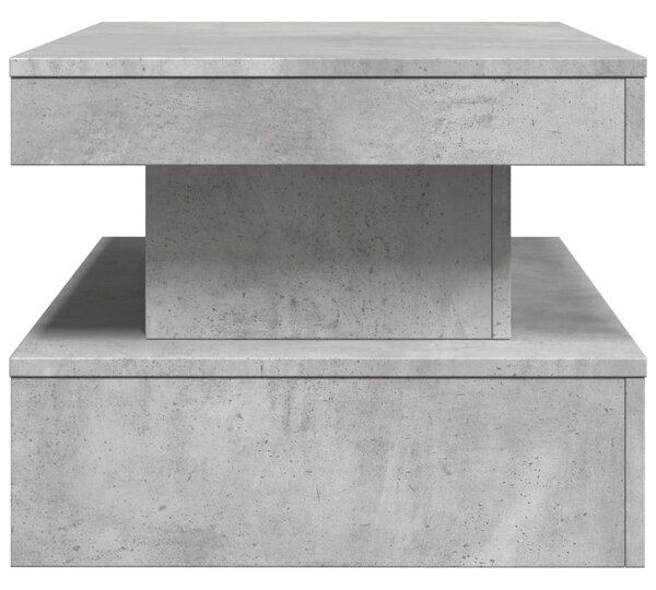 Betonszürke dohányzóasztal LED-lámpákkal 90x50x40 cm