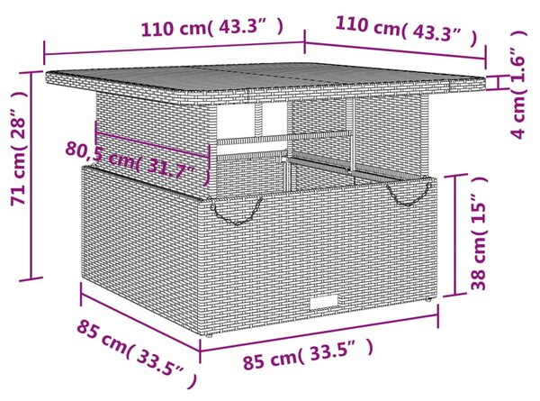 2 részes bézs polyrattan kerti étkezőgarnitúra párnákkal
