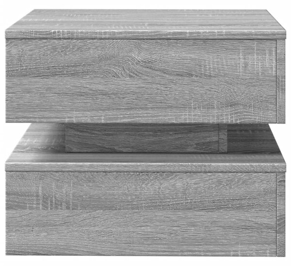 Szürke sonoma színű dohányzóasztal LED-lámpákkal 50x50x40 cm