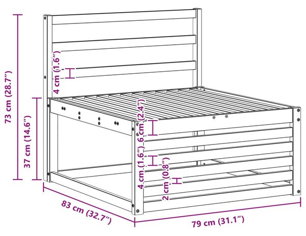 VidaXL Kültéri középső kanapé Tömör Akácfa Fehér 83 x 79 x 73 cm