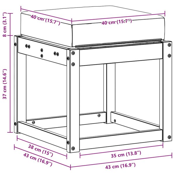 VidaXL Székpad Természetes és antracit 43 x 43 x 37 cm Tömör Akácfa