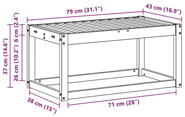 VidaXL Kültéri Zsámoly Pad Természetes 79 x 43 x 37 cm Tömör Akácfa