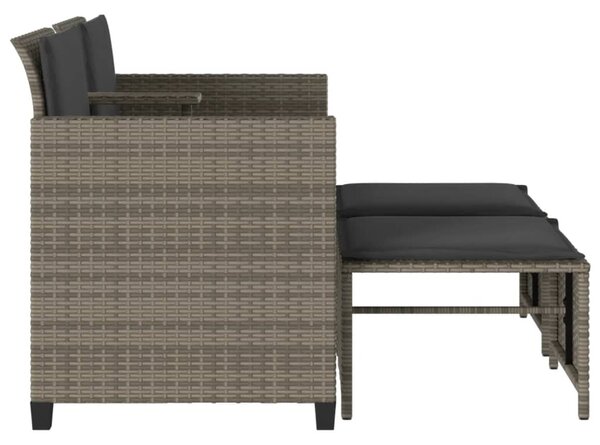 2 személyes szürke polyrattan kerti kanapé asztallal/székkel