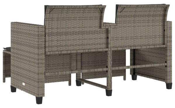 2 személyes szürke polyrattan kerti kanapé asztallal/székkel