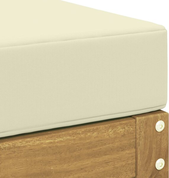 VidaXL Kültéri Szék Pad párnával Fehér 115 x 43 x 45 cm Tömör Akácfa