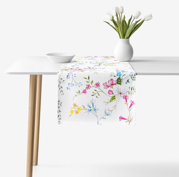 Goldea pamut asztali futó - festett réti virágok 35x120 cm