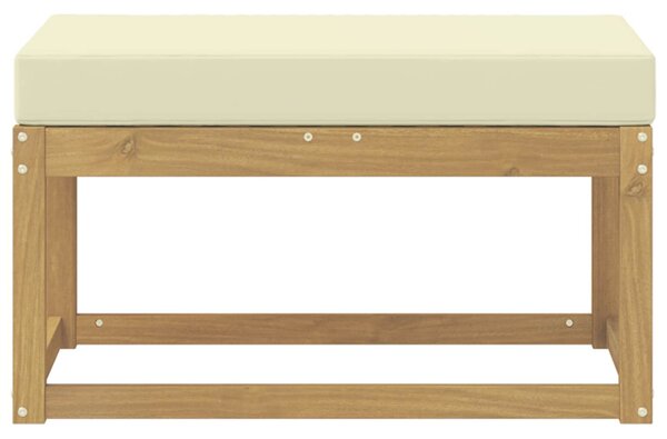 VidaXL Kültéri Szék Pad párnával Fehér 80 x 43 x 45 cm Tömör Akácfa