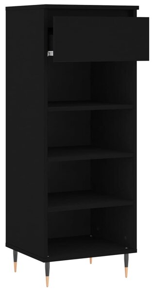 Fekete szerelt fa cipősszekrény 40x36x105 cm