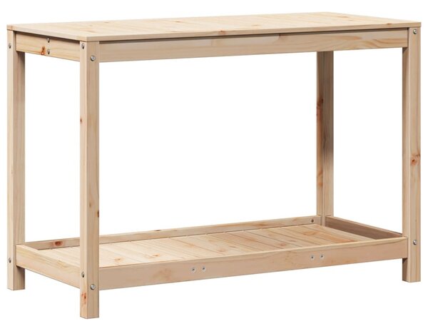 Tömör fenyőfa ültetőasztal polccal 108x50x75 cm