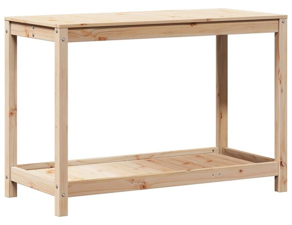 Tömör fenyőfa ültetőasztal polccal 108x50x75 cm