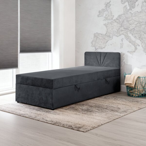KONDELA Boxspring ágy, egyszemélyes, szürke, 90x200, univerzális, SUPA