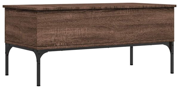 Barna tölgyszínű szerelt fa és fém dohányzóasztal 100x50x45 cm