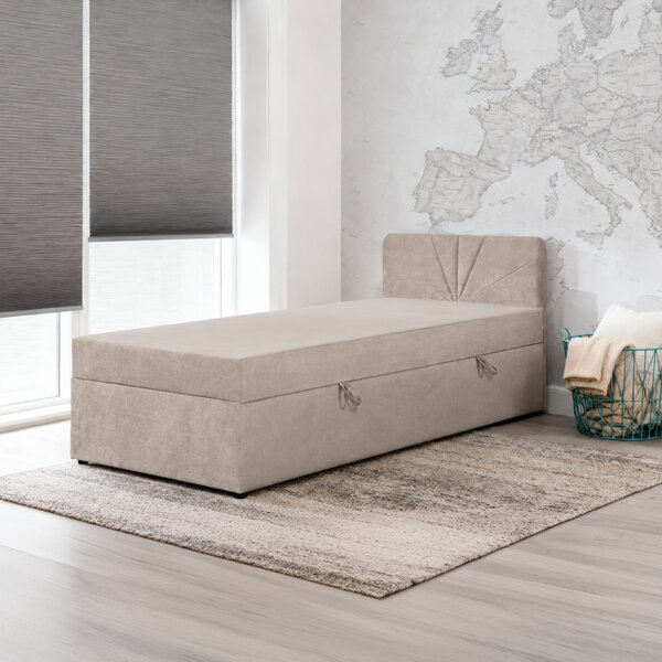 KONDELA Boxspring ágy, egyszemélyes, bézs, 90x200, univerzális, SUPA