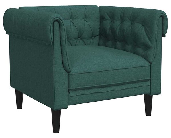 Sötétzöld szövet Chesterfield kanapé