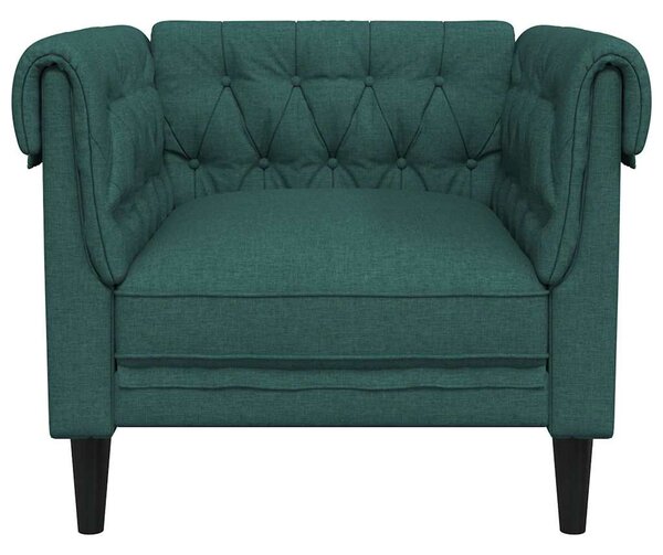 Sötétzöld szövet Chesterfield kanapé