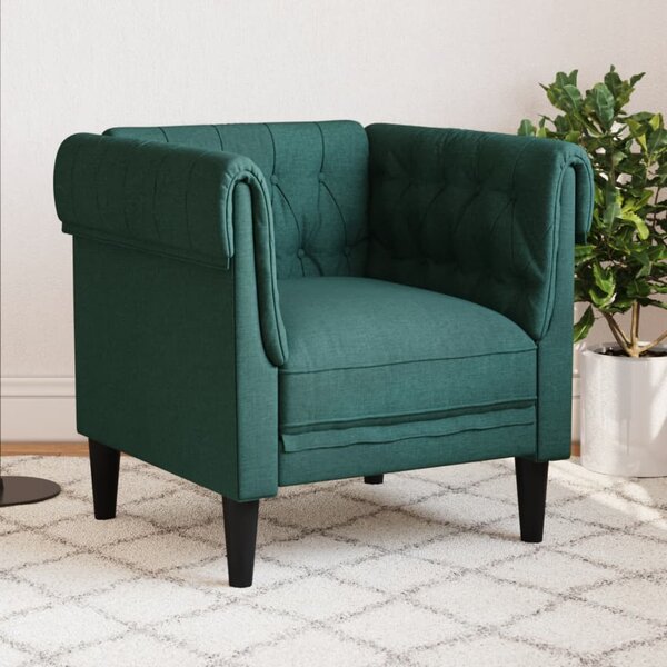 Sötétzöld szövet Chesterfield kanapé