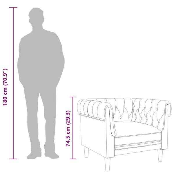 Sötétszürke szövet Chesterfield kanapé