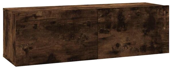 Füstös tölgy színű szerelt fa fali TV-szekrény 100 x 30 x 30 cm