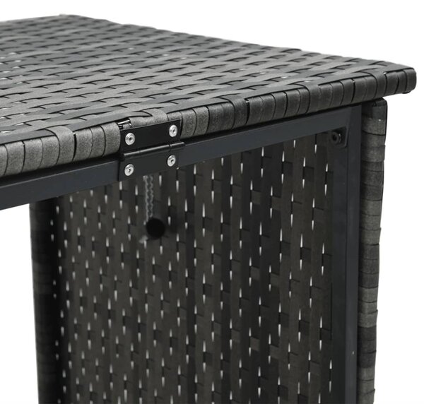 L-alakú szürke polyrattan kerti kanapé asztallal és párnákkal