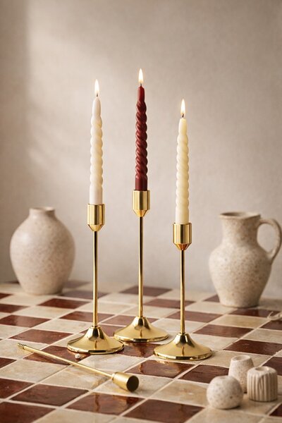 King Home SHP SPLEND gyertyatartó szett fém arany 3 darabos