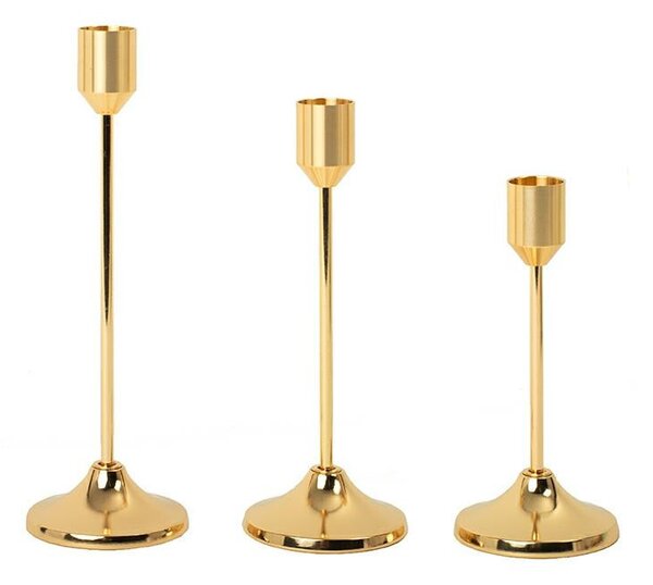 King Home SHP SPLEND gyertyatartó szett fém arany 3 darabos