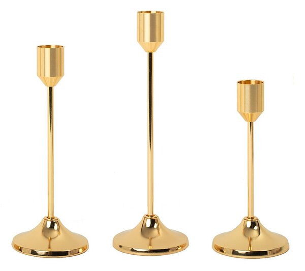 King Home SHP SPLEND gyertyatartó szett fém arany 3 darabos