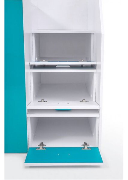 Kombinált gyerekágy 90 cm Toreno 3 (fehér + fényes fehér + fényes türkiz) (J)