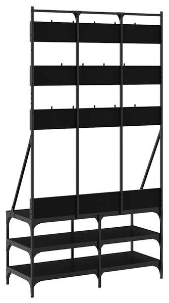 Fekete ruhafogas cipőpolccal 100x40x184 cm
