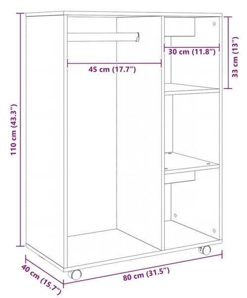 Fekete szerelt fa ruhásszekrény 80 x 40 x 110 cm