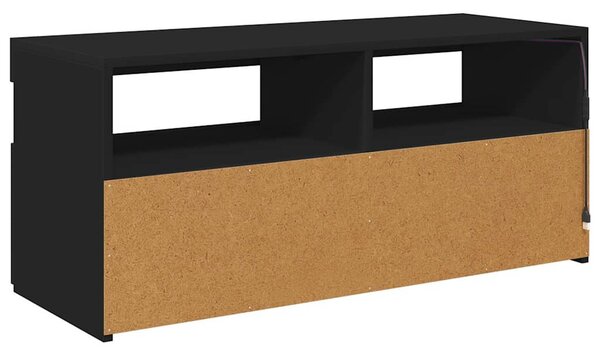 Fekete TV-szekrény LED-világítással 90x35x40 cm