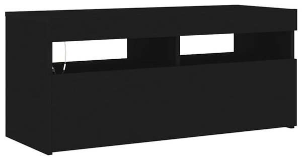 Fekete TV-szekrény LED-világítással 90x35x40 cm