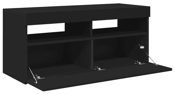 Fekete TV-szekrény LED-világítással 90x35x40 cm