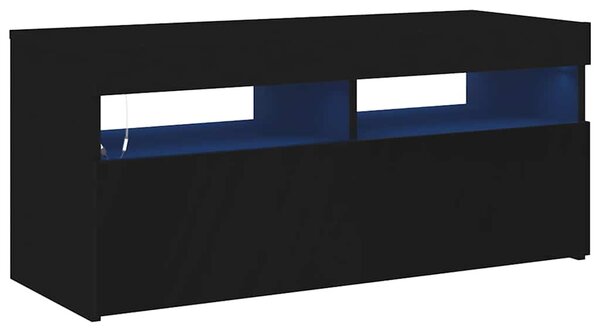 Fekete TV-szekrény LED-világítással 90x35x40 cm