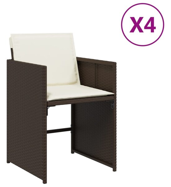 4 db barna polyrattan kerti szék párnával