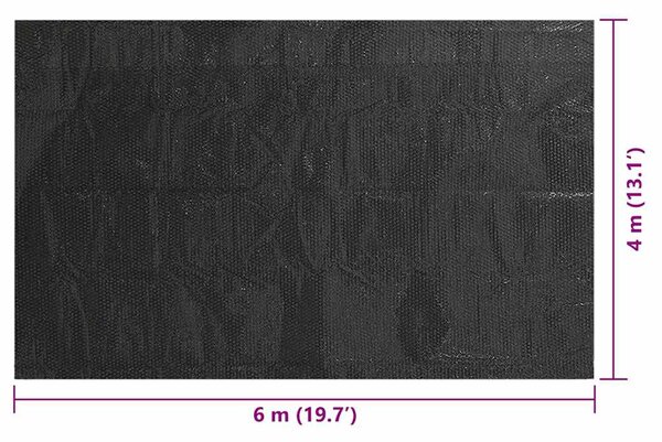Téglalap alakú Fekete PE Medence-takaró 6x4 m