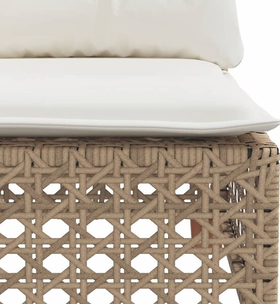 Bézs polyrattan kerti sarokkanapé párnával