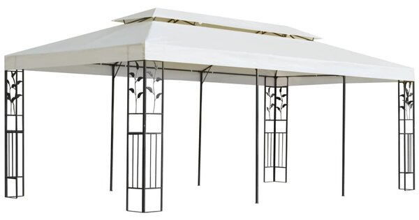 Fehér acél pavilon dupla tetővel 6 x 3 m